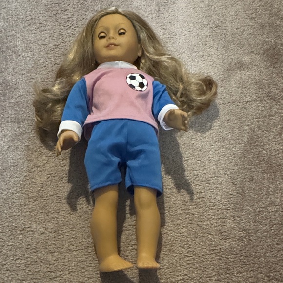 American Girl doll with Pink and Blue Outfit - Picture 1 of 5